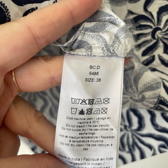 GANNI Printed Cotton Mini Shirt Dress Navy Blue SIZE 38 - Picture 6 of 8